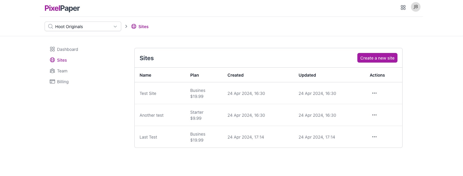 Billing - Site management